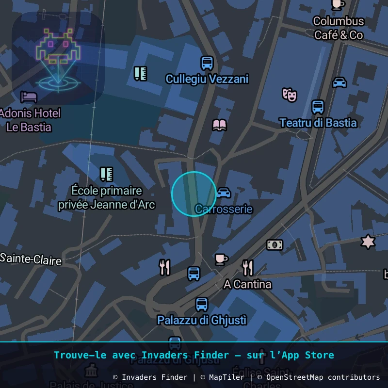 Zone approximative de l'invader BTA_03, dans le quartier Capanelle, Bastia à Bastia. Emplacement exact disponible dans l'app Invaders Finder.