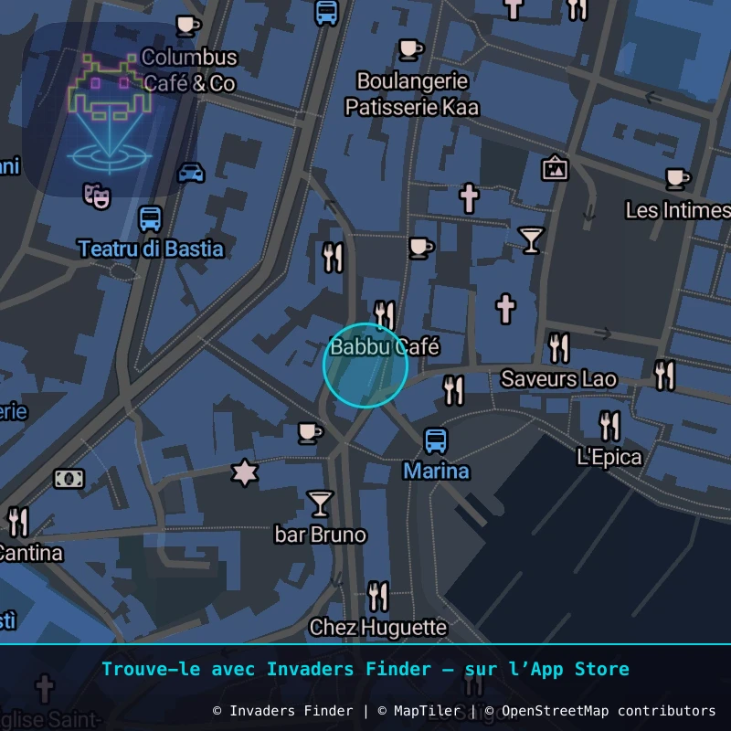 Zone approximative de l'invader BTA_05, dans le quartier Capanelle, Bastia à Bastia. Emplacement exact disponible dans l'app Invaders Finder.