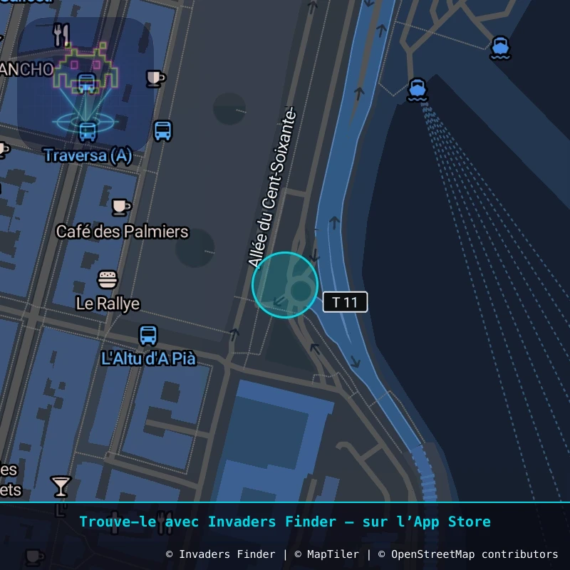 Zone approximative de l'invader BTA_14, dans le quartier Capanelle, Bastia à Bastia. Emplacement exact disponible dans l'app Invaders Finder.