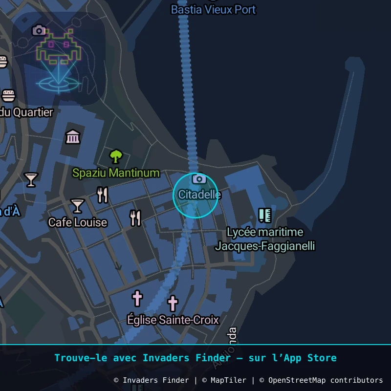 Zone approximative de l'invader BTA_23, dans le quartier Capanelle, Bastia à Bastia. Emplacement exact disponible dans l'app Invaders Finder.