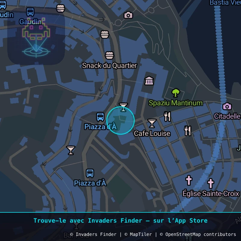 Zone approximative de l'invader BTA_25, dans le quartier Capanelle, Bastia à Bastia. Emplacement exact disponible dans l'app Invaders Finder.