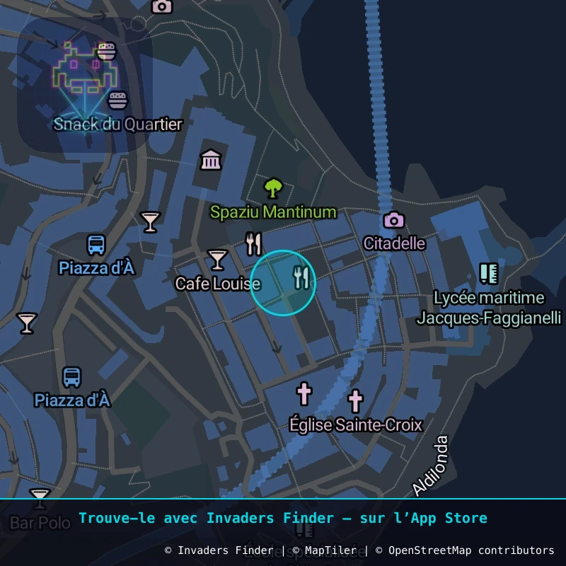 Zone approximative de l'invader BTA_26, dans le quartier Capanelle, Bastia à Bastia. Emplacement exact disponible dans l'app Invaders Finder.
