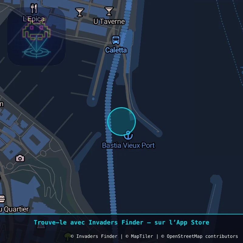 Zone approximative de l'invader BTA_28, dans le quartier Capanelle, Bastia à Bastia. Emplacement exact disponible dans l'app Invaders Finder.