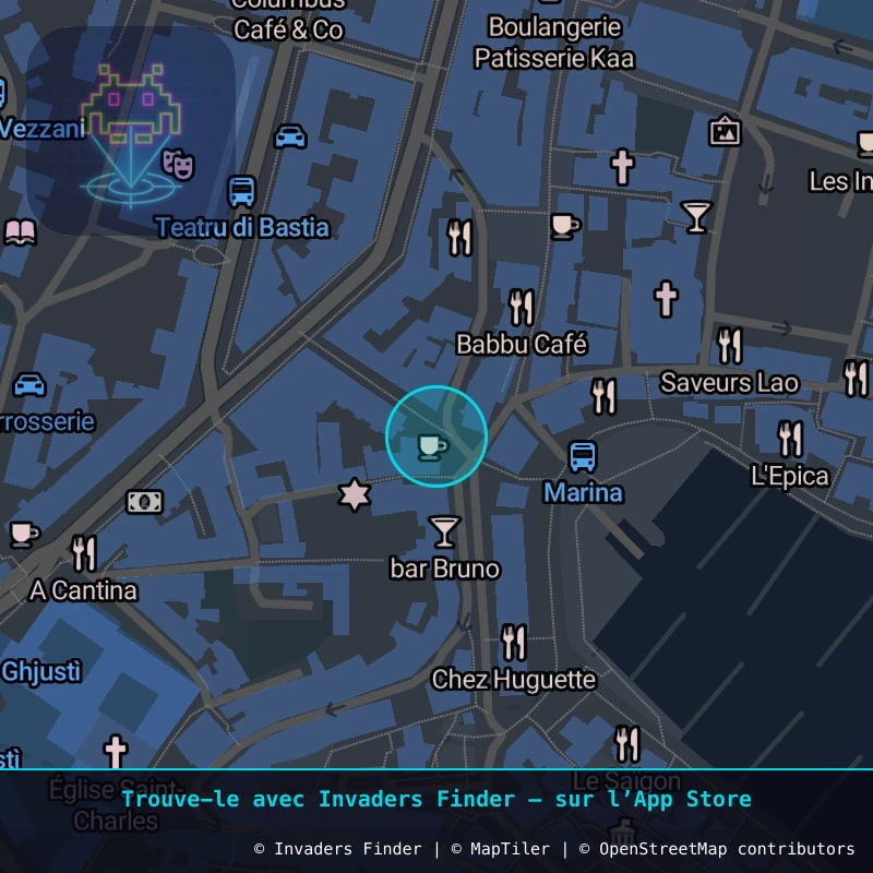 Zone approximative de l'invader BTA_29, dans le quartier Capanelle, Bastia à Bastia. Emplacement exact disponible dans l'app Invaders Finder.