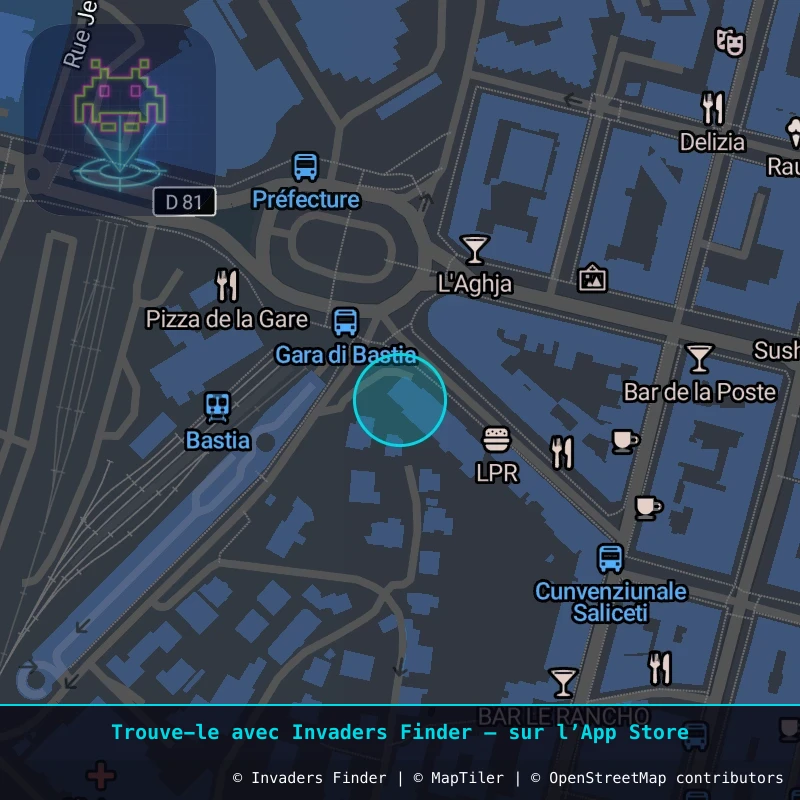 Zone approximative de l'invader BTA_33, dans le quartier Capanelle, Bastia à Bastia. Emplacement exact disponible dans l'app Invaders Finder.