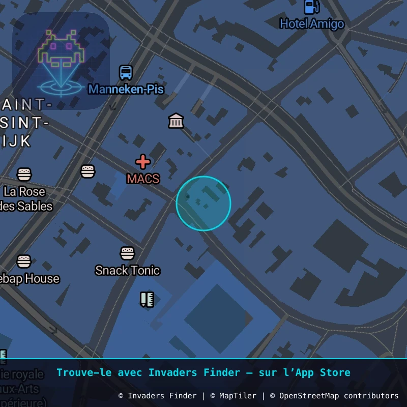 Zone approximative de l'invader BXL_05, dans le quartier Quartier des Quais à Bruxelles. Emplacement exact disponible dans l'app Invaders Finder.