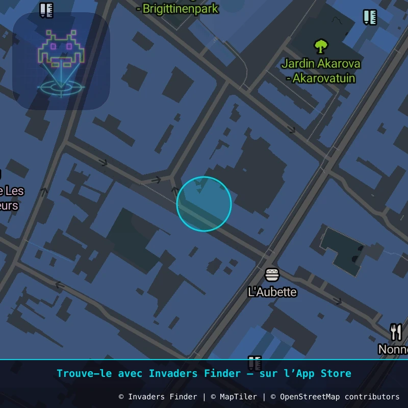 Zone approximative de l'invader BXL_08, dans le quartier Quartier des Quais à Bruxelles. Emplacement exact disponible dans l'app Invaders Finder.