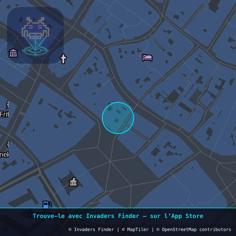 Zone approximative de l'invader BXL_13, dans le quartier Quartier des Quais à Bruxelles. Emplacement exact disponible dans l'app Invaders Finder.