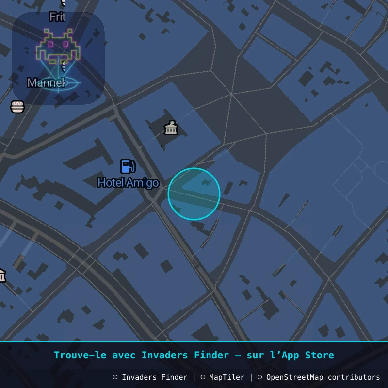 Zone approximative de l'invader BXL_14, dans le quartier Quartier des Quais à Bruxelles. Emplacement exact disponible dans l'app Invaders Finder.