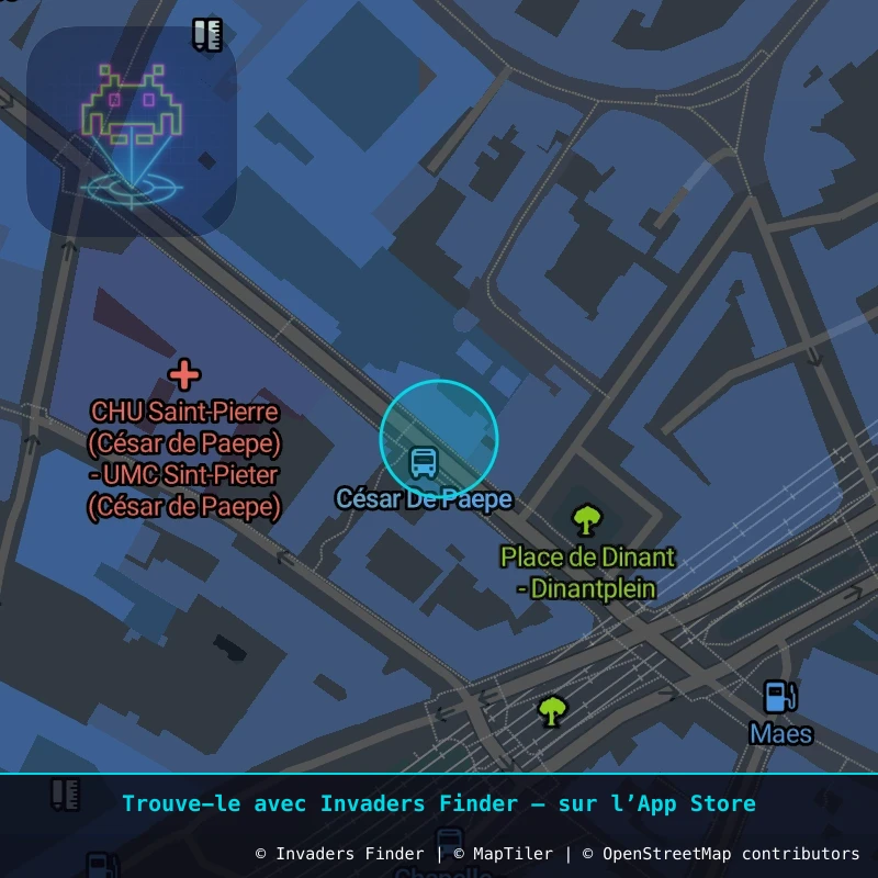 Zone approximative de l'invader BXL_15, dans le quartier Quartier des Quais à Bruxelles. Emplacement exact disponible dans l'app Invaders Finder.