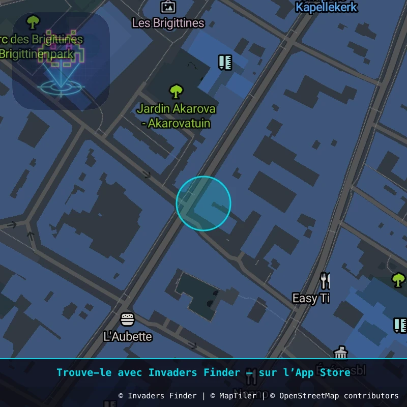 Zone approximative de l'invader BXL_16, dans le quartier Quartier des Quais à Bruxelles. Emplacement exact disponible dans l'app Invaders Finder.