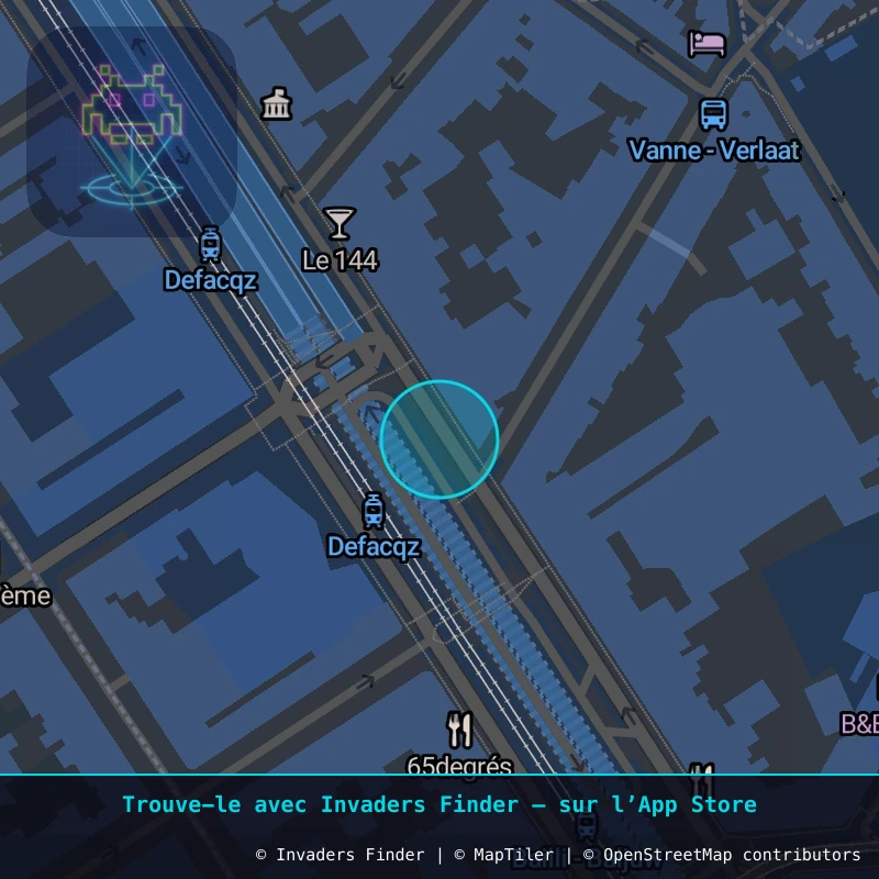 Zone approximative de l'invader BXL_25, dans le quartier Quartier Léopold, Ixelles à Bruxelles. Emplacement exact disponible dans l'app Invaders Finder.