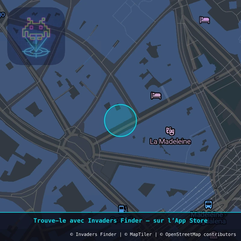 Zone approximative de l'invader BXL_28, dans le quartier Quartier des Quais à Bruxelles. Emplacement exact disponible dans l'app Invaders Finder.
