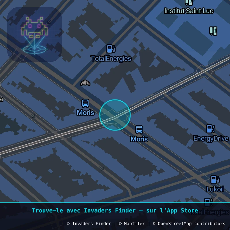 Zone approximative de l'invader BXL_31, dans le quartier Saint-Gilles à Bruxelles. Emplacement exact disponible dans l'app Invaders Finder.