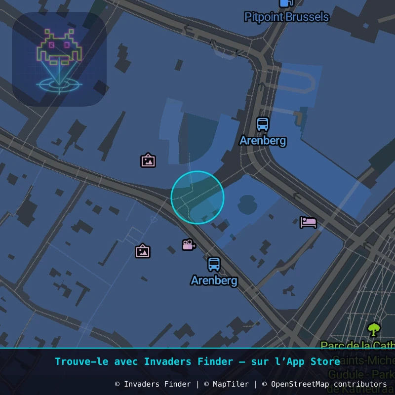 Zone approximative de l'invader BXL_35, dans le quartier Quartier des Quais à Bruxelles. Emplacement exact disponible dans l'app Invaders Finder.