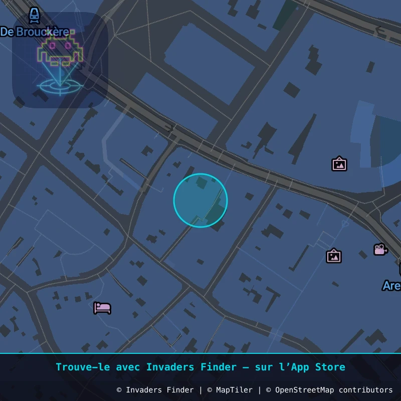 Zone approximative de l'invader BXL_38, dans le quartier Quartier des Quais à Bruxelles. Emplacement exact disponible dans l'app Invaders Finder.