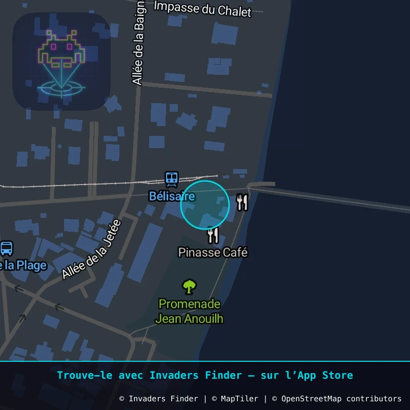 Zone approximative de l'invader CAPF_06, dans le quartier La Vigne, Lège-Cap-Ferret à Cap-Ferret. Emplacement exact disponible dans l'app Invaders Finder.