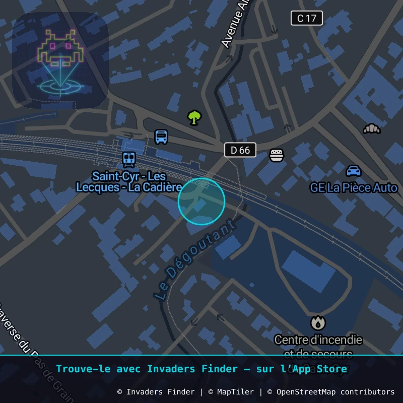 Zone approximative de l'invader CAZ_01, dans le quartier La Banette, Saint-Cyr-sur-Mer à Côte d'Azur. Emplacement exact disponible dans l'app Invaders Finder.