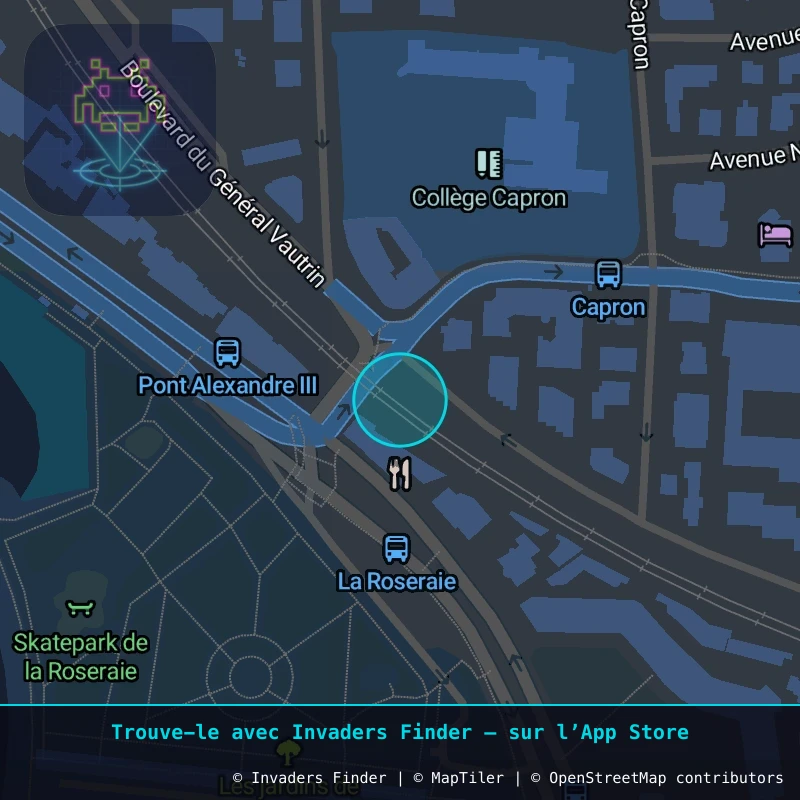 Zone approximative de l'invader CAZ_05, dans le quartier La Lepre, Cannes à Côte d'Azur. Emplacement exact disponible dans l'app Invaders Finder.