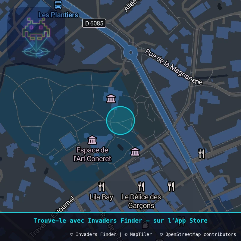 Zone approximative de l'invader CAZ_06, dans le quartier Château et Sous-Caous, Mouans-Sartoux à Côte d'Azur. Emplacement exact disponible dans l'app Invaders Finder.