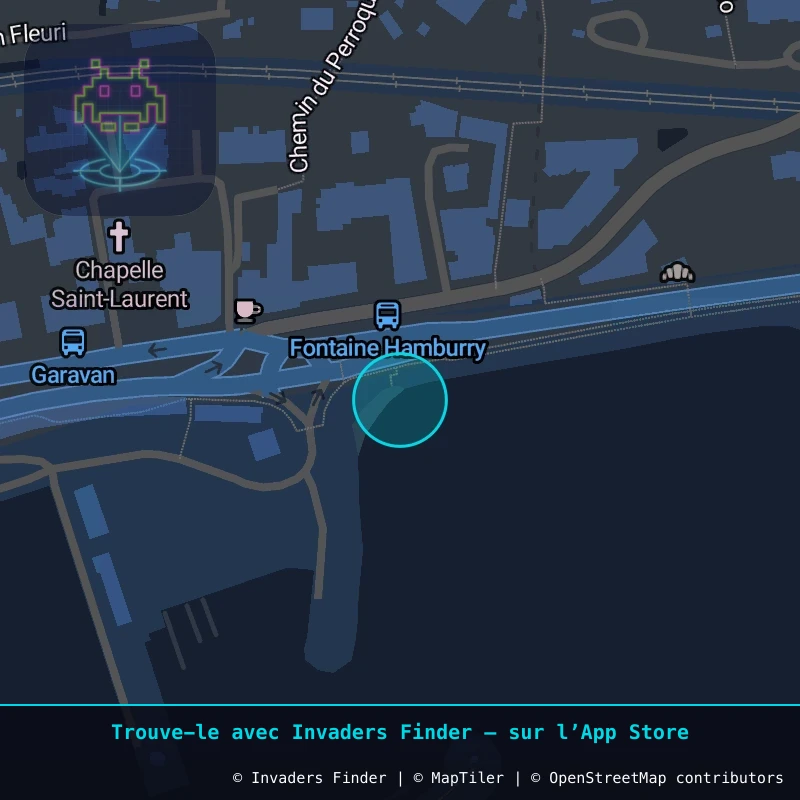 Zone approximative de l'invader CAZ_15, dans le quartier Garavan, Menton à Côte d'Azur. Emplacement exact disponible dans l'app Invaders Finder.