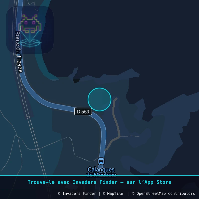 Zone approximative de l'invader CAZ_23, dans le quartier Le Trayas, Saint-Raphaël à Côte d'Azur. Emplacement exact disponible dans l'app Invaders Finder.
