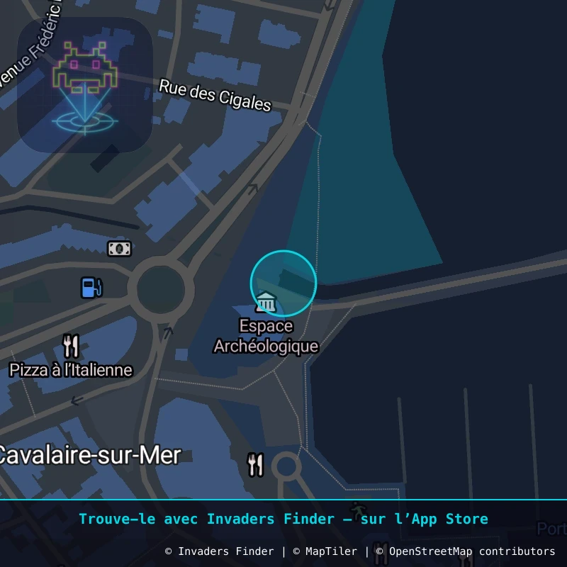 Zone approximative de l'invader CAZ_36, dans le quartier Centre-ville, Cavalaire-sur-Mer à Côte d'Azur. Emplacement exact disponible dans l'app Invaders Finder.