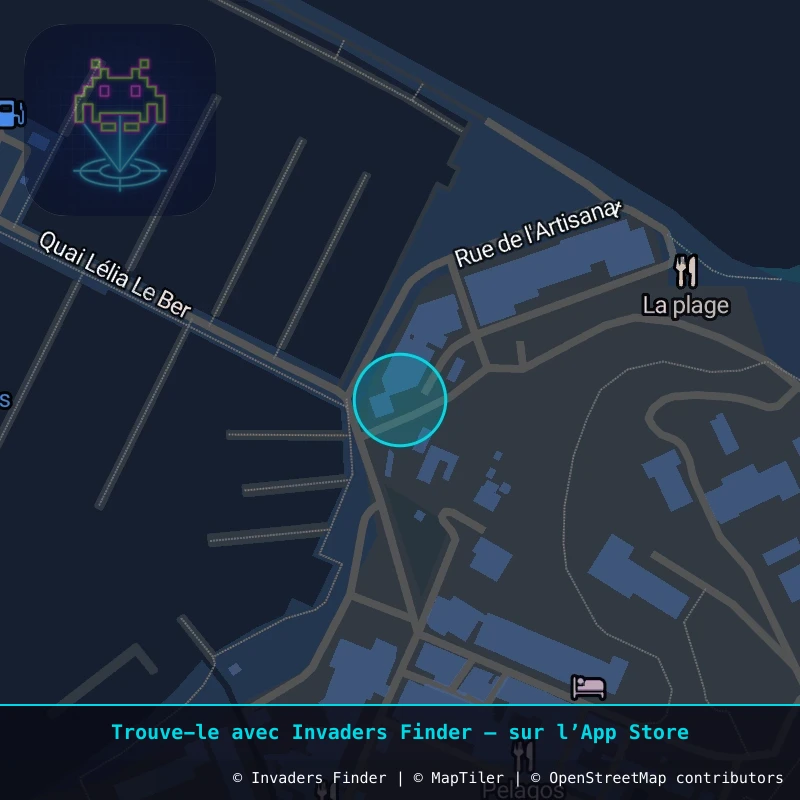 Zone approximative de l'invader CAZ_39, dans le quartier Porquerolles, Hyères à Côte d'Azur. Emplacement exact disponible dans l'app Invaders Finder.