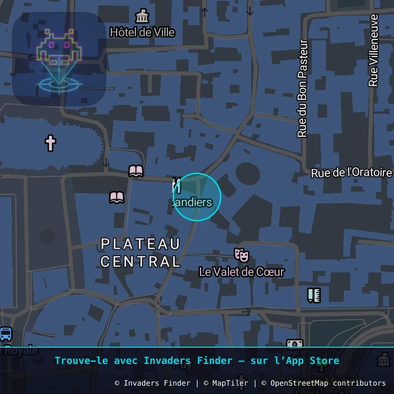 Zone approximative de l'invader CLR_04, dans le quartier Quartier Fontgiève, Clermont-Ferrand à Clermont-Ferrand. Emplacement exact disponible dans l'app Invaders Finder.