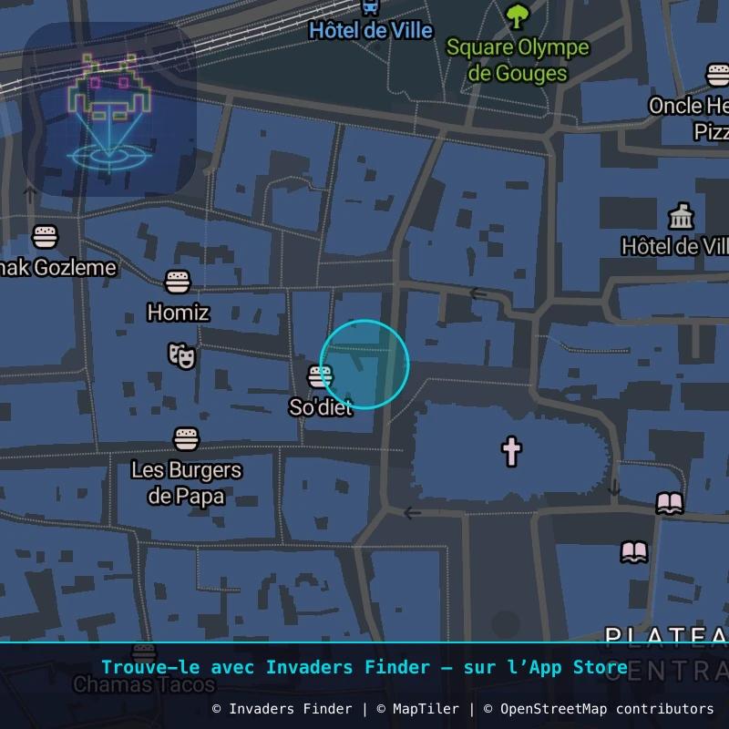 Zone approximative de l'invader CLR_06, dans le quartier Quartier Fontgiève, Clermont-Ferrand à Clermont-Ferrand. Emplacement exact disponible dans l'app Invaders Finder.