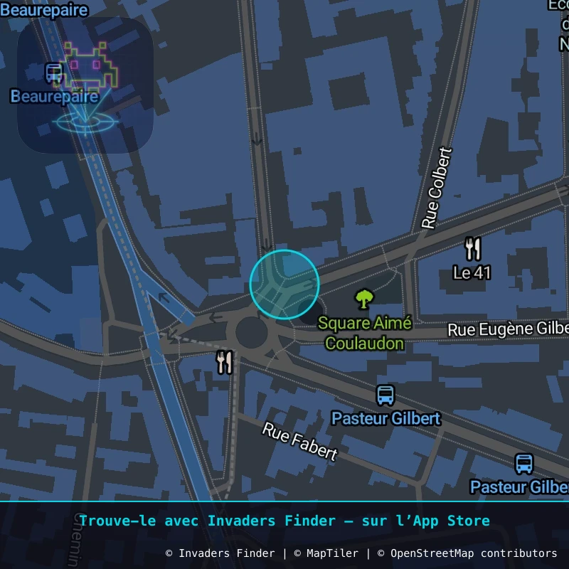 Zone approximative de l'invader CLR_20, dans le quartier Quartier Fontgiève, Clermont-Ferrand à Clermont-Ferrand. Emplacement exact disponible dans l'app Invaders Finder.