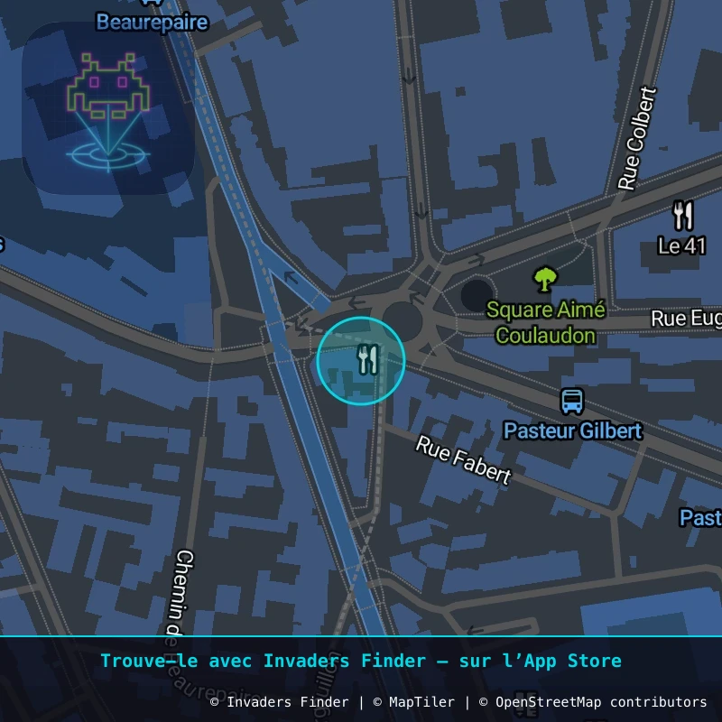 Zone approximative de l'invader CLR_21, dans le quartier Quartier Fontgiève, Clermont-Ferrand à Clermont-Ferrand. Emplacement exact disponible dans l'app Invaders Finder.