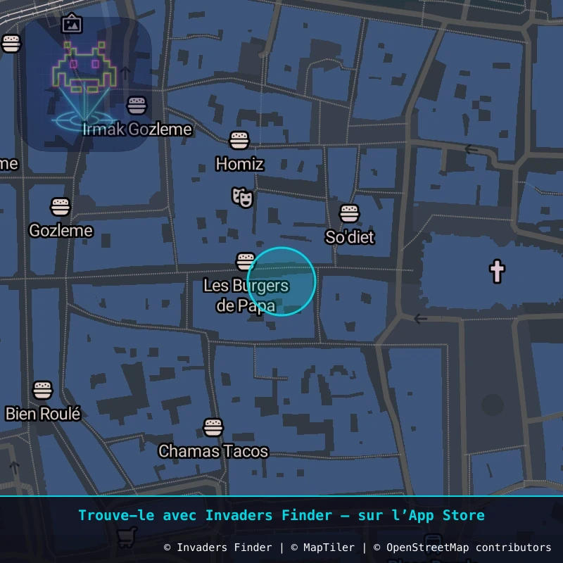 Zone approximative de l'invader CLR_24, dans le quartier Quartier Fontgiève, Clermont-Ferrand à Clermont-Ferrand. Emplacement exact disponible dans l'app Invaders Finder.