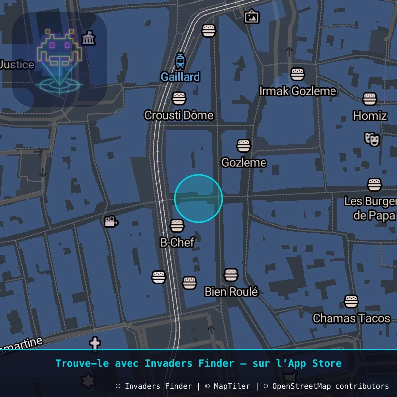 Zone approximative de l'invader CLR_25, dans le quartier Quartier Fontgiève, Clermont-Ferrand à Clermont-Ferrand. Emplacement exact disponible dans l'app Invaders Finder.