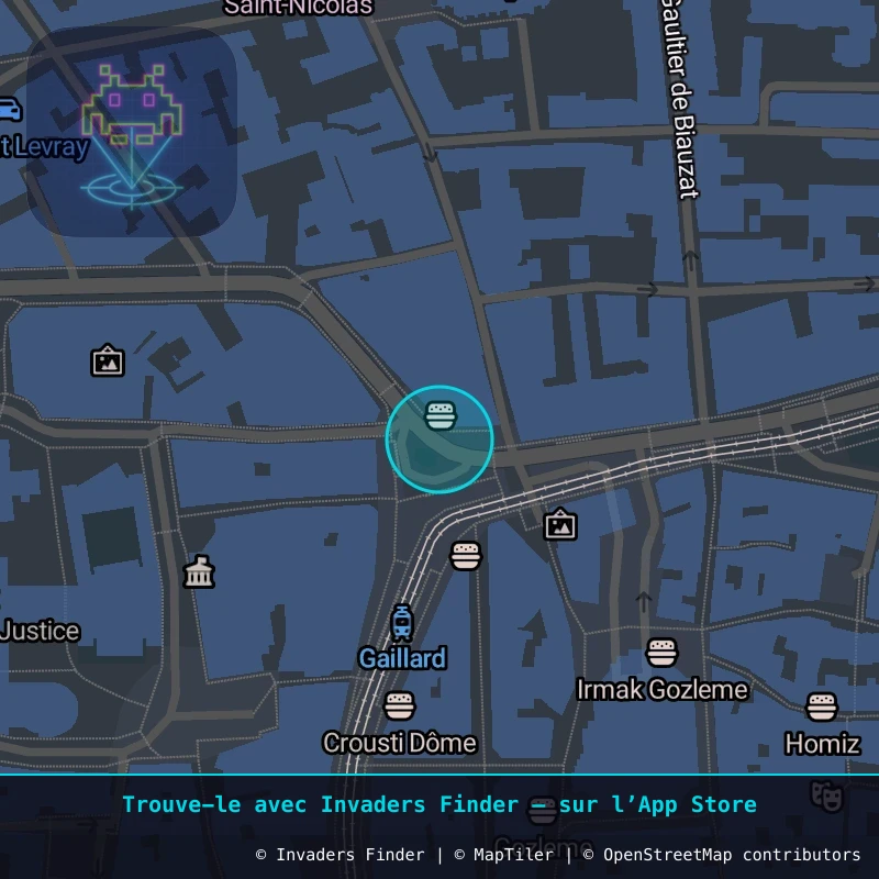 Zone approximative de l'invader CLR_29, dans le quartier Quartier Fontgiève, Clermont-Ferrand à Clermont-Ferrand. Emplacement exact disponible dans l'app Invaders Finder.