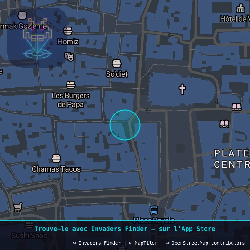Zone approximative de l'invader CLR_37, dans le quartier Quartier Fontgiève, Clermont-Ferrand à Clermont-Ferrand. Emplacement exact disponible dans l'app Invaders Finder.