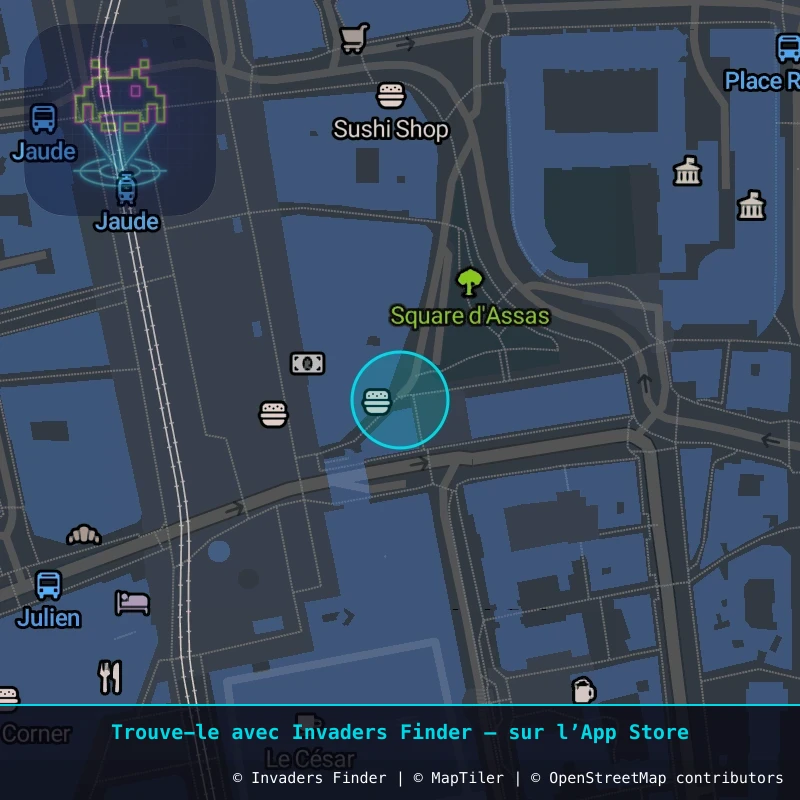 Zone approximative de l'invader CLR_39, dans le quartier Quartier Fontgiève, Clermont-Ferrand à Clermont-Ferrand. Emplacement exact disponible dans l'app Invaders Finder.