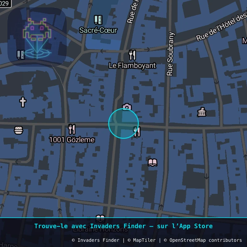 Zone approximative de l'invader CLR_42, dans le quartier Centre-ville, Riom à Clermont-Ferrand. Emplacement exact disponible dans l'app Invaders Finder.