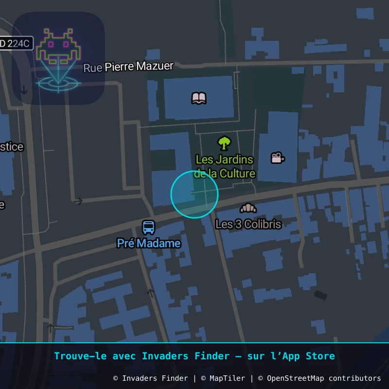 Zone approximative de l'invader CLR_46, dans le quartier Centre-ville, Riom à Clermont-Ferrand. Emplacement exact disponible dans l'app Invaders Finder.