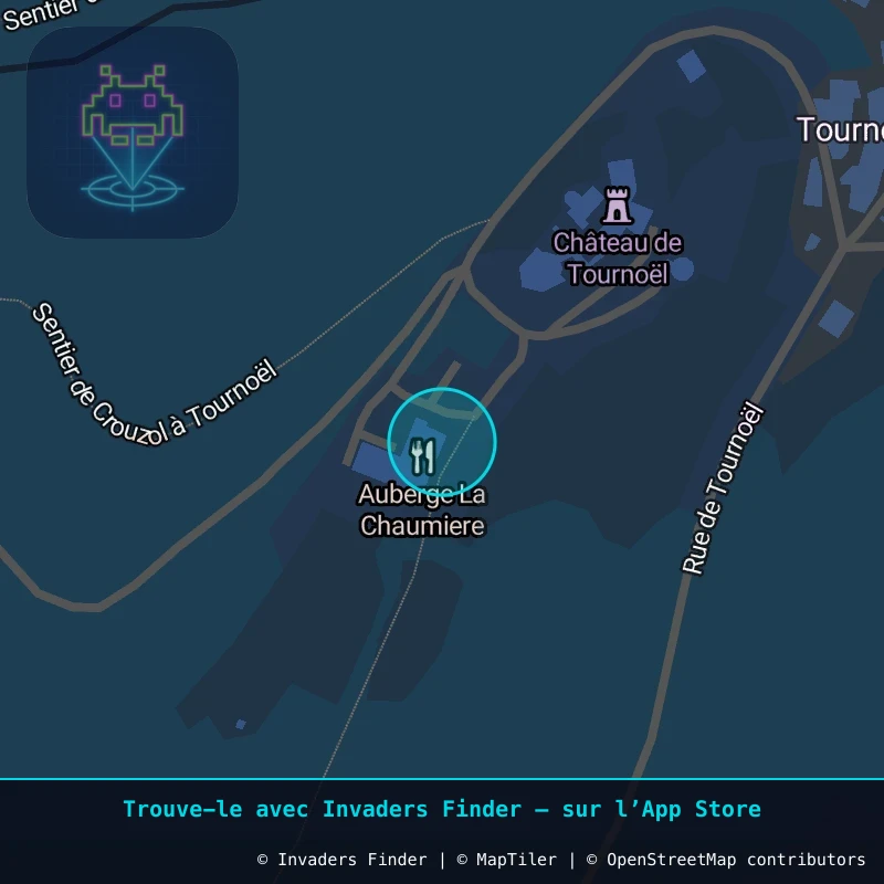 Zone approximative de l'invader CLR_47, dans le quartier Le Lac, Volvic à Clermont-Ferrand. Emplacement exact disponible dans l'app Invaders Finder.