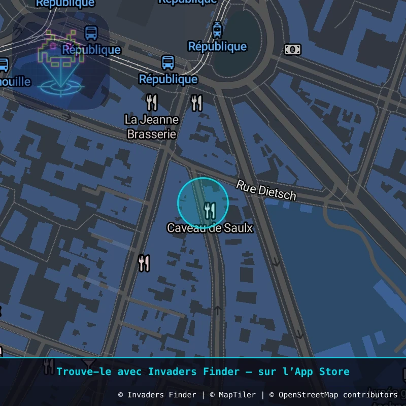 Zone approximative de l'invader DIJ_01, dans le quartier Centre-Ville, Dijon à Dijon. Emplacement exact disponible dans l'app Invaders Finder.