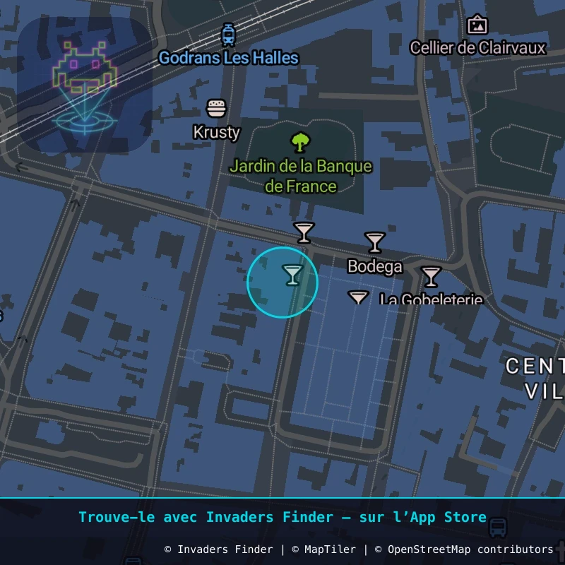 Zone approximative de l'invader DIJ_03, dans le quartier Centre-Ville, Dijon à Dijon. Emplacement exact disponible dans l'app Invaders Finder.