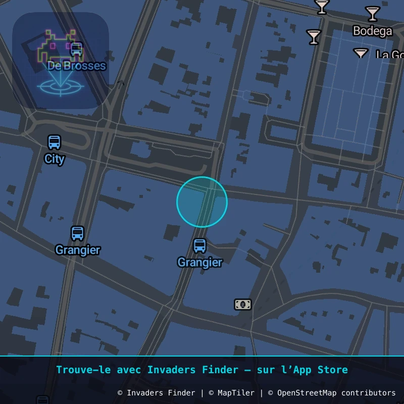 Zone approximative de l'invader DIJ_06, dans le quartier Centre-Ville, Dijon à Dijon. Emplacement exact disponible dans l'app Invaders Finder.