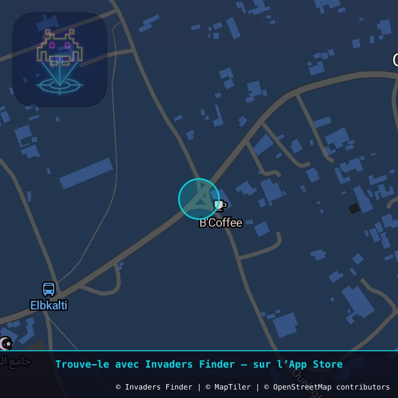 Zone approximative de l'invader DJBA_06, dans le quartier Oualegh à Djerba. Emplacement exact disponible dans l'app Invaders Finder.