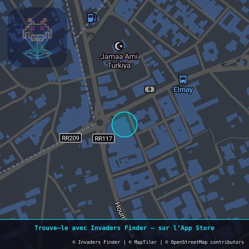 Zone approximative de l'invader DJBA_18, dans le quartier El Oued, El Mey à Djerba. Emplacement exact disponible dans l'app Invaders Finder.