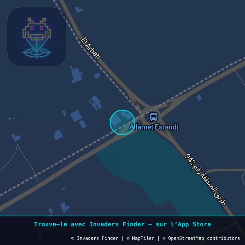 Zone approximative de l'invader DJBA_19, dans le quartier Guellala à Djerba. Emplacement exact disponible dans l'app Invaders Finder.