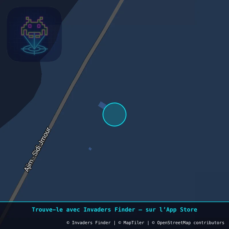 Zone approximative de l'invader DJBA_21, dans le quartier Bousmail à Djerba. Emplacement exact disponible dans l'app Invaders Finder.