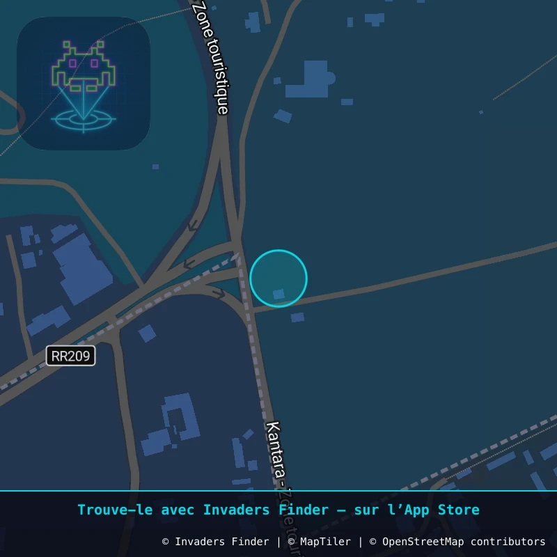 Zone approximative de l'invader DJBA_33, dans le quartier Zone touristique de Taguermess à Djerba. Emplacement exact disponible dans l'app Invaders Finder.
