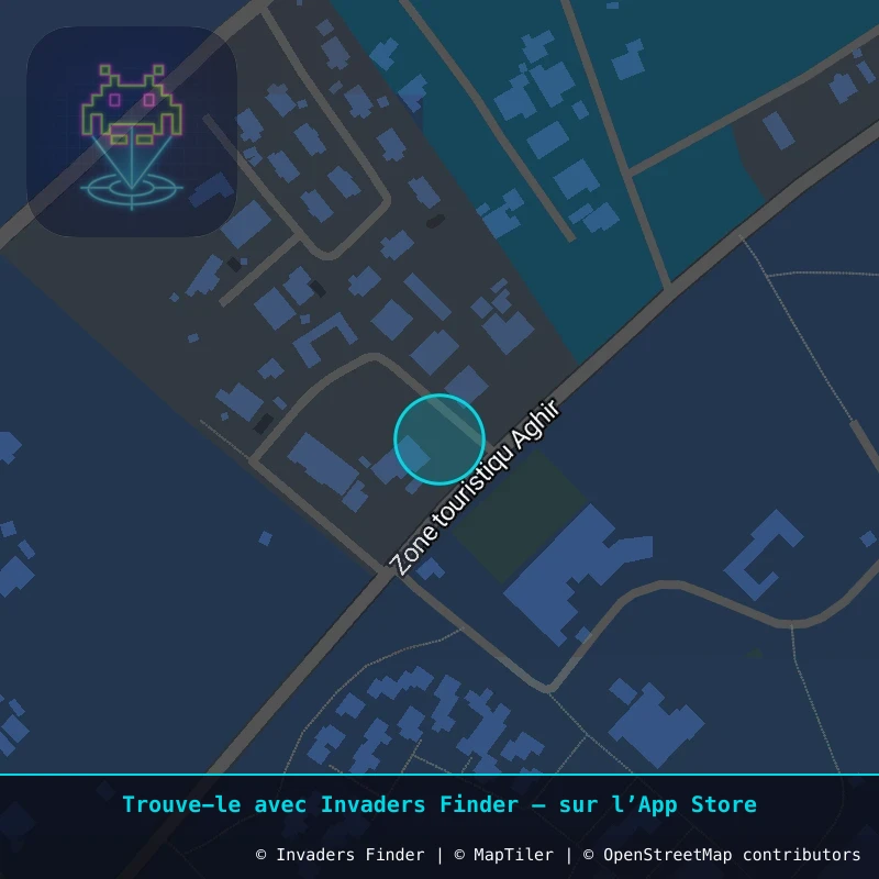 Zone approximative de l'invader DJBA_34, dans le quartier Zone touristique, Aghir à Djerba. Emplacement exact disponible dans l'app Invaders Finder.