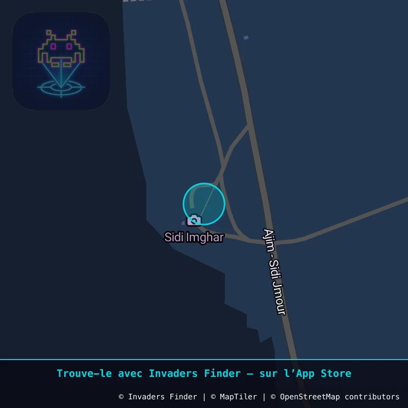 Zone approximative de l'invader DJBA_39, dans le quartier Bousmail à Djerba. Emplacement exact disponible dans l'app Invaders Finder.